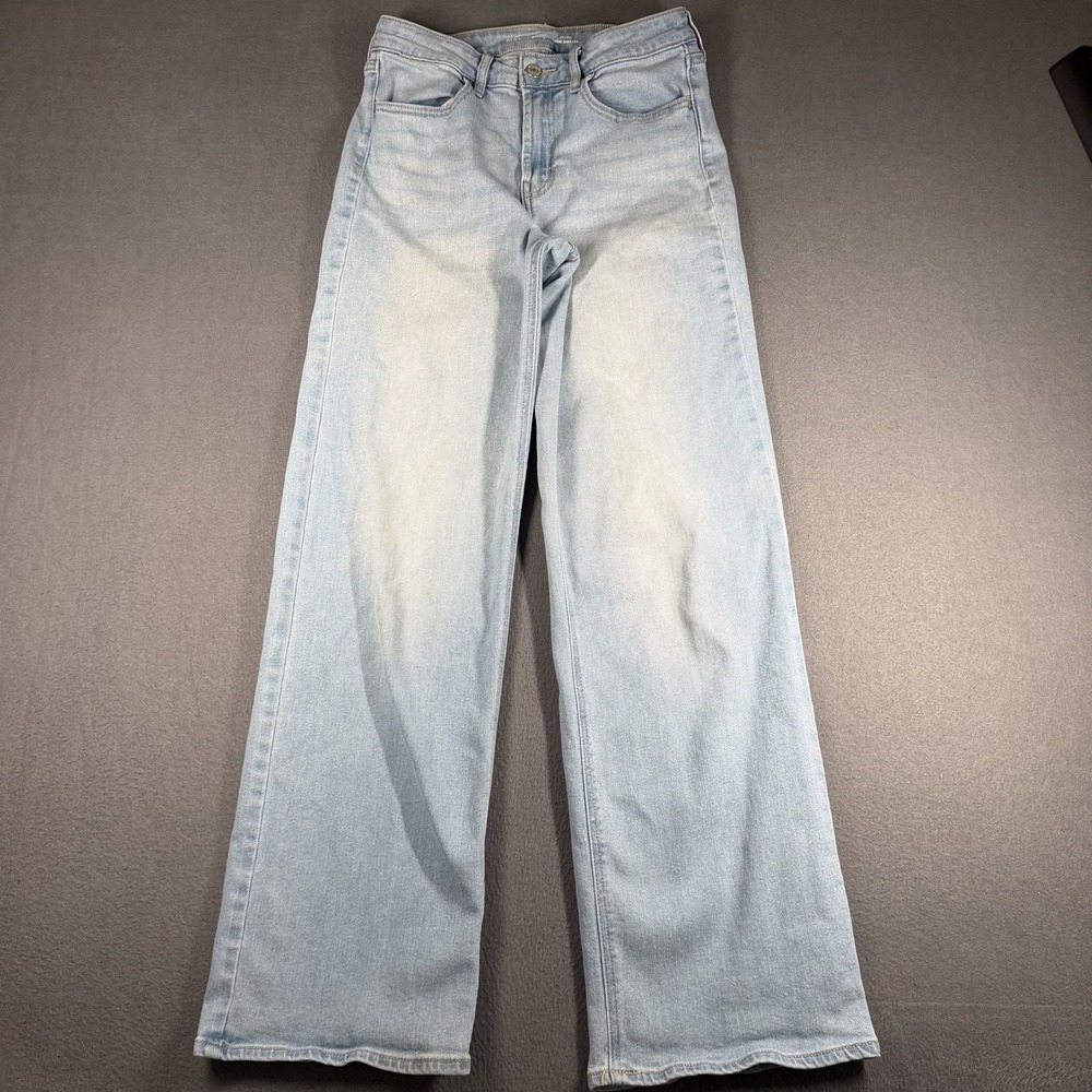 Old Navy Wow Wide Leg Jeans Womens 4 Blue Light Wash High Rise Stretch Denim